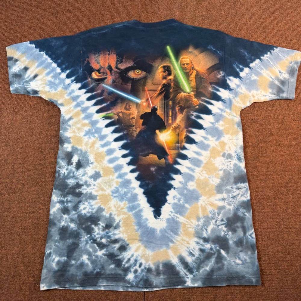 A+ Liquid Blue Star Wars Episode I Darth Maul Tie Dye Shirt M Phantom Menace NWT - Picture 8 of 9